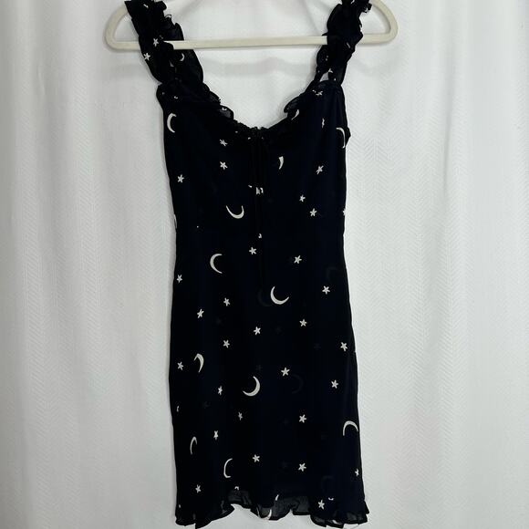 Reformation celestial mini dress sleeveless size 0 gothic moon stars - Picture 1 of 5